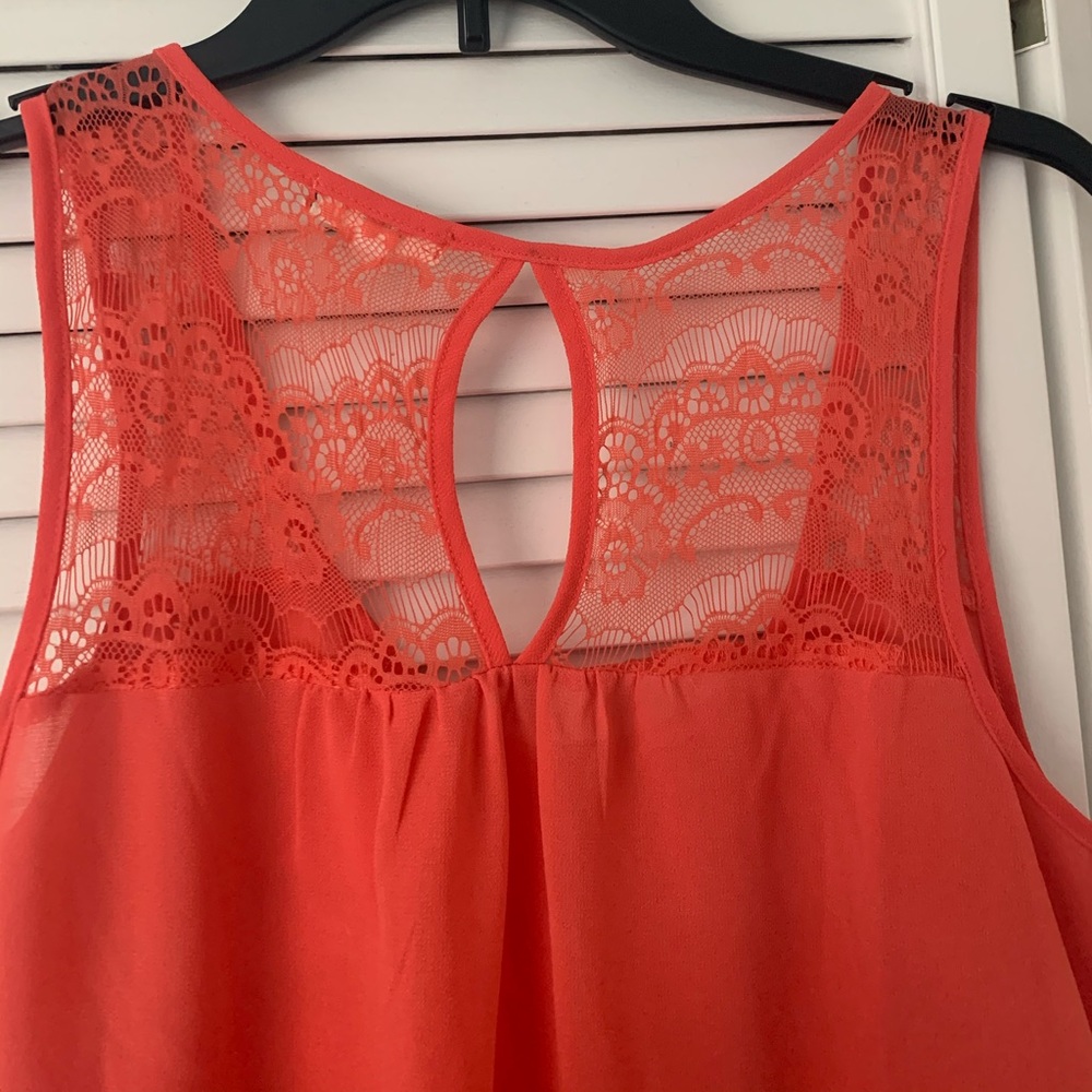 Orange Ruffle and Lace Top - Picture 3 of 4